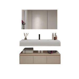 Nouvelle conception de meuble-lavabo de salle de bain flottant laqué blanc avec plan de travail arrondi - Product Image 1