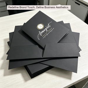 Recycled Presentation <strong>Pockets</strong> <strong>Folder</strong> Printing Black Shiny Logo Custom A4 Size Paper File <strong>Folders</strong> - Product Image 3