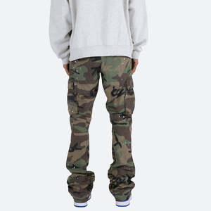 Pantalones de camuflaje para hombre al por mayor pantalones de chándal de camuflaje Amy Green Flare personalizados para hombre - Product Image 3