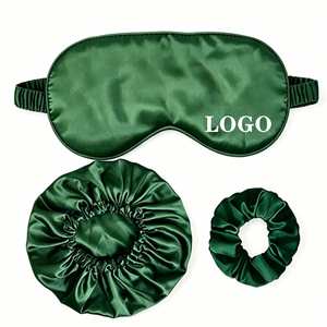 Care Custom Logo Luxury Satin Silk <b>Sleep</b> 3Pcs Comfortable Soft Bonnet Scrunchie Breathable Eye <b>Mask</b> Set - Product Image 1