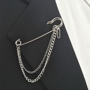 Spilla uomo moda idolo doppia catena con spilla di grandi dimensioni per abiti eleganti - Product Image 1