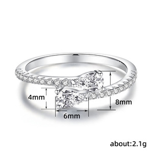 Anello a Doppia Goccia Asimmetrico, Gioiello Minimalista Elegante Geometrico per Uso Quotidiano, Anello da Donna - Product Image 3