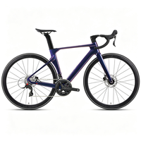 Vélo de route R5pro entièrement en carbone 700C, roues en carbone Wave 50 mm, 24 vitesses, freins à disque hydrauliques SENSAH, boîtier de pédalier T47, axe traversant, 9,1 kg, vélos aérodynamiques