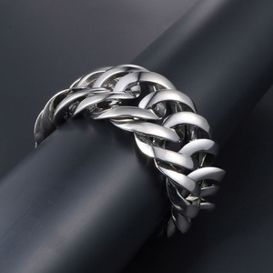 <b>Titanium</b> Steel Men's Bracelet Extra Wide <b>Chain</b> Link Geometric Design Gift Jewelry CE085 - Product Image 4