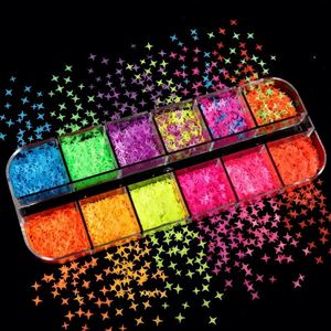 12 grilles/boîte de paillettes fluorescentes mixtes pour ongles, paillettes 3D néon, paillettes, poudre, charme, décoration d'art d'ongles, outils de manucure - Product Image 5