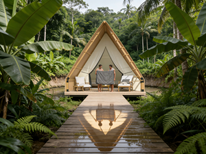 Tente de glamping écologique intelligente à énergie solaire à double couche pour les quatre saisons, conception modulaire, <span class=keywords><strong>camping</strong></span> familial, stations de villégiature, UV MeiSu - Product Image 2