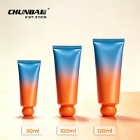 Tube cosmétique vide souple OEM avec bouchon à bille, 15ml, 30ml, 100ml, pour crème solaire et soins de la peau, couleur orange
