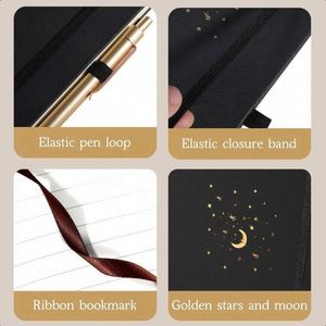 Libreta de Direcciones A3 Espiral de Cuero de Poliuretano, Clásica, de Alta Calidad, con 80 Hojas Gruesas, con Correa y Portaplumas - Product Image 4