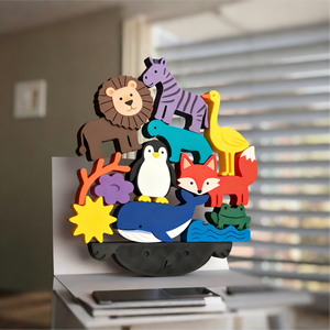 Service d'impression personnalisée, jeux d'équilibre en bois écologiques et mignons sur le thème des animaux, avec boîte cadeau rigide personnalisée. - Product Image 1