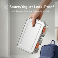 Boîte à lunch bento pour enfants en acier inoxydable 304 à 5 compartiments, kit de contenants alimentaires anti-fuite avec sac pour l'école