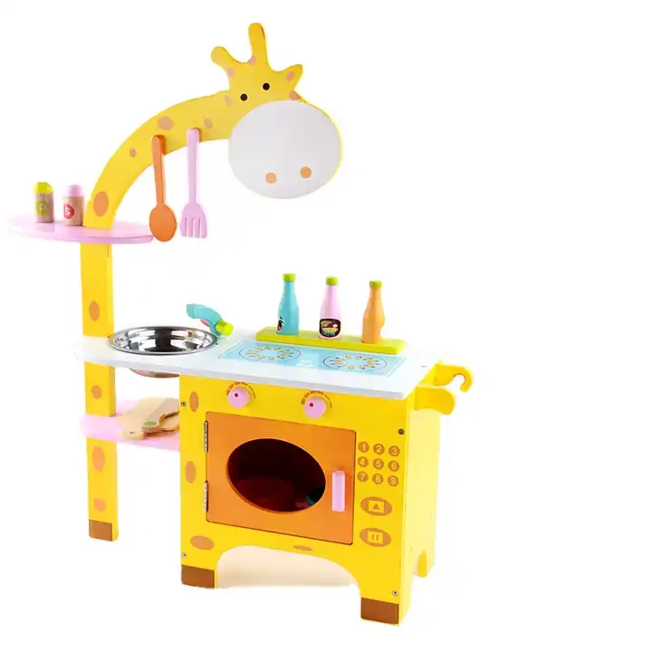 vente chaude dessin animé girafe preuve de l'eau cuisine cuisson assemblés  montessori cuisine en bois jouets jouets éducatifs pour kidsce