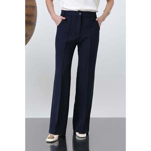 Pantalones de Mujer con Costuras Acanaladas, Negros, con Botones al Frente, Corte Ajustado, 18226PNT - Product Image 6