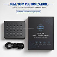 Station de charge USB-C 150W à 30 ports, chargeur multi-ports de bureau avec distribution intelligente de l'alimentation pour salle de classe, bureau, école