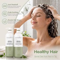 Lot de Shampoings Professionnels 800ml à l'Huile de Théier et de Nigelle, Sans Silicone, Anti-Pelliculaire, Nettoyage en Profondeur, Réparation du Cuir Chevelu