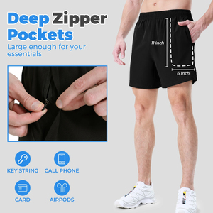 Short de gymnastique personnalisé, nouveauté, haute qualité, respirant, maille, insertion, polyester, spandex, séchage rapide, recyclé, entraînement pour hommes - Product Image 2