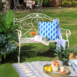 Banc de jardin européen pliable antirouille en <span class=keywords><strong>fer</strong></span> <span class=keywords><strong>forgé</strong></span> Antique, banc de jardin en métal, Offre Spéciale - Product Image 2