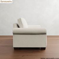 Canapé moderne à deux places en tissu avec accoudoirs roulés, causeuse rembourrée confortable pour l'espace de vie à la maison