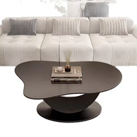 Juego de Mesa de Centro Stone Moon, Estilo Moderno y Minimalista de Lujo Ligero, para Sala de Estar, Apartamento Pequeño, Mesa de Té Ovalada Creativa de Estilo Nórdico