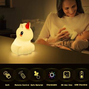 Jouets lumineux en silicone pour bébé, lampes de nuit pour enfants, lampes de chevet <span class=keywords><strong>licorne</strong></span> pour la chambre à coucher, lampe décorative pour enfants - Product Image 3