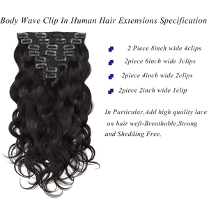 Extension <span class=keywords><strong>per</strong></span> Capelli Umani al 100% con Onde Morbide, Colore Naturale, 8 Pezzi, 120G <span class=keywords><strong>per</strong></span> Confezione, Extension con Clip a Onde Sciolte, 16-26 Pollici - Product Image 3
