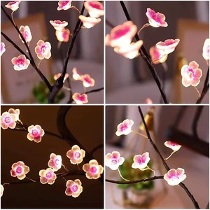 <span class=keywords><strong>Arbre</strong></span> de table veilleuse USB/interrupteur tactile alimenté par batterie bonsaï artificiel fleur de cerisier <span class=keywords><strong>arbre</strong></span> de bureau lampe à LED décoration lumineuse - Product Image 5