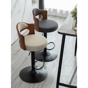 Taburete de Bar Zxm Simple y Cómodo de Cuero PU Negro, Silla Alta para Cocina, Sala de Estar, Hotel, Dormitorio, Escuela, Ajustable, de Madera Contrachapada - Product Image 2