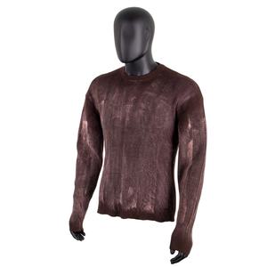 Pull en maille pour homme TOPSHOW de haute qualité, coupe ajustée, délavé à l'acide, col rond côtelé, manches longues, court, personnalisé - Product Image 1