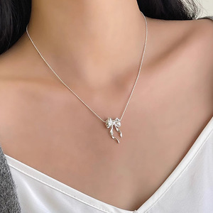 Collana con Fiocco in Argento Sterling 925, Stile Giovanile <span class=keywords><strong>Chaebol</strong></span>, Superficie Fotosensibile di Lusso Leggero di Alta Gamma - Product Image 6
