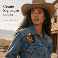 Toppa Ricamata Personalizzata Stile Western Cowgirl per Giacche, Borse, Cappelli, Fornitore di Articoli da Regalo e Moda Femminile per Ordini all'Ingrosso