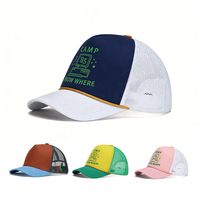 Topi Trucker Custom Mesh Berkualitas Tinggi 5 Panel Snapback Bordir Logo Custom Patch Kosong Setrika Grosir Outdoor Musim Dingin Umum