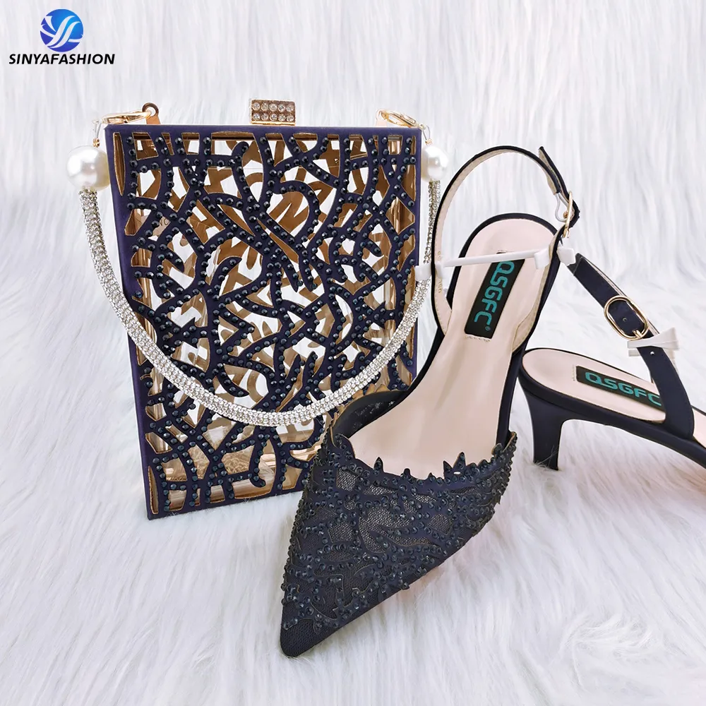 Sinya High Quality Matching Shoes And Bags Set Beautiful Italian Shoes Women Handbag for Wedding Party
