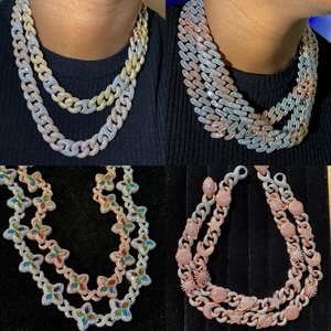 Collane a catena con maglia cubana di diamanti con Pass <span class=keywords><strong>925</strong></span> <span class=keywords><strong>argento</strong></span> 6mm-15mm due file ghiacciate Hip Hop VVS Moissanite con diamanti - Product Image 3