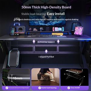 Bureau d'ordinateur moderne, ensemble table et chaise pour <span class=keywords><strong>e</strong></span>-sport, structure métallique, surface en bois, simple, pour adulte, maison, bureau, chambre, <span class=keywords><strong>gaming</strong></span> - Product Image 4