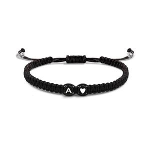 Pulsera con Iniciales Personalizadas, Nombre en Alfabeto Tejido, Ajustable, de Moda, para Parejas, de Hilo Negro, para Mujeres y Hombres - Product Image 2