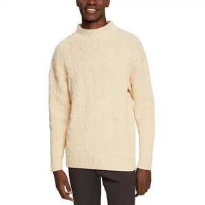 Maglione con motivo canapa Casual a tinta unita stile autunno maglione ampio girocollo lavorato a maglia da uomo maglione con cavo Pullover per uomo