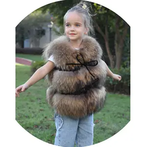 Winter Kid Top Quality Classic Real Raccoon Fur Vest