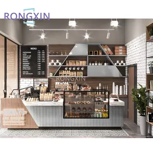 High End Coffee Bar Design Cafe Shop Kiosk Counter Furniture Bakery Cookie Food Store Table Decoration
