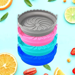 Bandeja para hornear de grado alimenticio plegable, revestimiento de <span class=keywords><strong>silicona</strong></span> redondo reutilizable para cocina, cesta, molde de <span class=keywords><strong>silicona</strong></span>, freidora de aire - Product Image 5