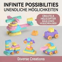 Mesas de Construcción de Bloques HTL DIY, Juguete Educativo para Niños, Juguete de Ensamblaje DIY, Juego de Bloques de Construcción de Color Macaron, Bloques de Ladrillos