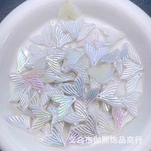 Colgante de cola de sirena iridiscente de acrílico, formas mixtas para hacer collares, resina plástica, accesorios de joyería DIY, origen Yiwu - Product Image 3
