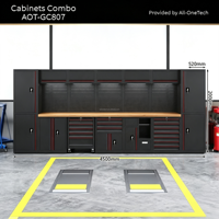 Banc de travail de garage amovible robuste et de grande taille, neuf, noir, avec armoire à outils en acier combinée et tiroirs, chariot à outils