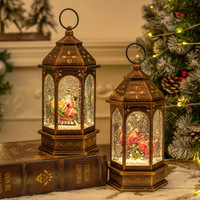 Nouvelle Lanterne de Noël Transfrontalière en Cristal, Veilleuse Portable, Lampe à Huile Lumineuse, Motifs Vieil Homme et Bonhomme de Neige en PVC