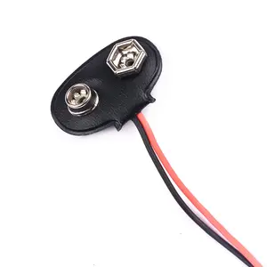 T Loại 9 V Pin Clip Nối Snap Với Dây Chì 10Cm 6F22 Pin Kết Nối 9 Volt Pin Snap