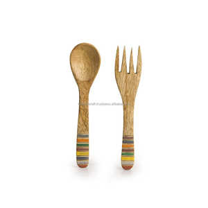KISWAH CRAFT Ensemble de cuillères et de baguettes en bois polies à la main au design classique Emballage personnalisé pour les ustensiles de cuisine à domicile Mariage - Product Image 1