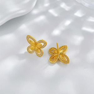 Pendientes de Plata de Ley S925 con Diamantes Cultivados en Laboratorio, Chapados en Oro, con Forma de <span class=keywords><strong>Mariposa</strong></span>, VVS, para Mujer, Joyería Fina, Juego de Pendientes de Plata - Product Image 4