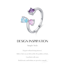 S925 Sterling Silver Open <b>Adjustable</b> <b>Ring</b> Inlaid Three Color Zircon Fashion Stackable Jewelry Gift For Women Daily Party Wear - Product Image 6