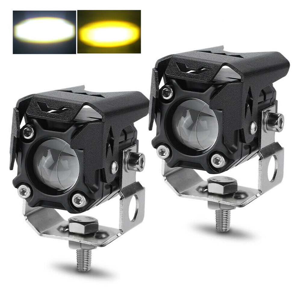 Motorcycle LED Headlight с Dual Color Lens, Mini Spotlight, Laser Light, Driving Fog Projector, motor Auxiliary Work Lamp, 12V