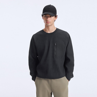 En gros Sweat-shirts gaufrés à séchage rapide, coupe ample, pull-over, patchwork, manches longues, manches raglan, col rond pour hommes
