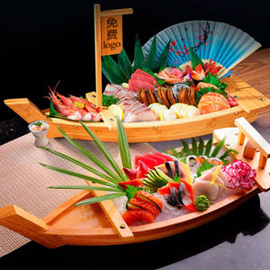 Bandeja de madera japonesa para sushi y sashimi con hielo para servir mariscos - Product Image 2