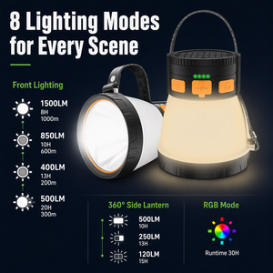 Guirlande lumineuse LED rétractable 1500LM 10M, lot de 2, rechargeable solaire, type-C, batterie externe portable 7500mAh - Product Image 6
